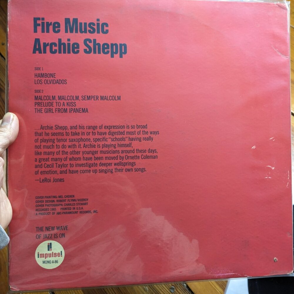 ARCHIE SHEPP - FIRE MUSIC (1965 OG MONO) & MARION BROW VG+ - Picture 6 of 16